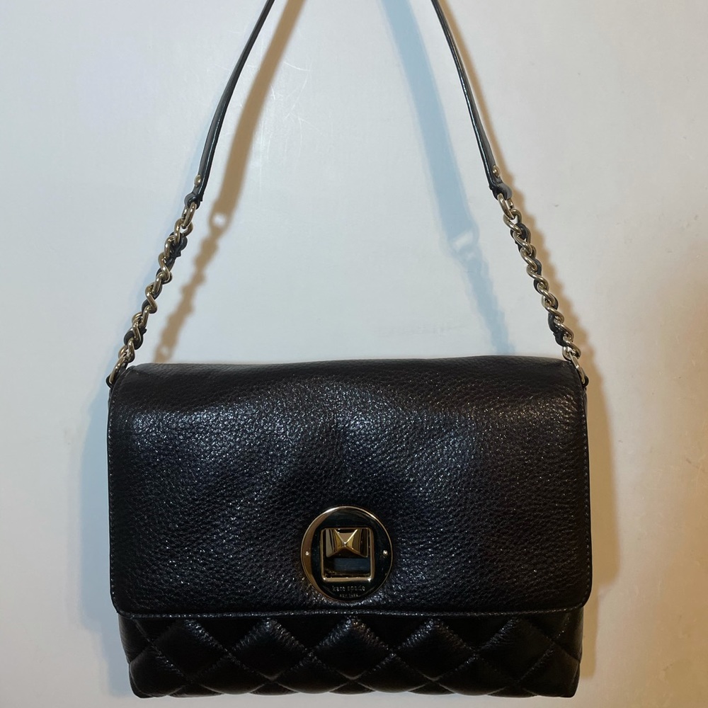 Kate Spade black leather baguette bag